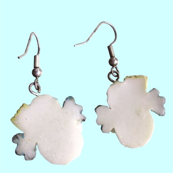 Snowman Angel Earrings White Broom Dangle Drop Winter Holiday Jewelry - Picture 3 of 3